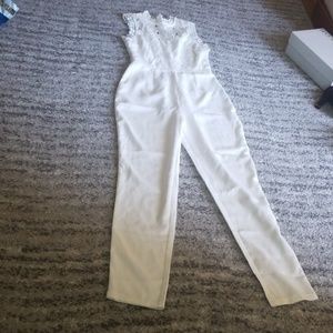 Asos Missguided High Neck Lace Flared Leg Jumpsuit